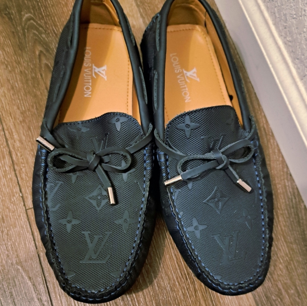 Louis Vuitton Blue Monogram Mens Loafers  US10